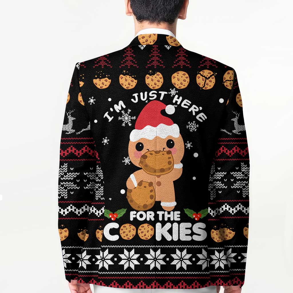 Just Here For The Cookies Christmas Blazer Funny Xmas Holiday Patterns - Wonder Print Shop