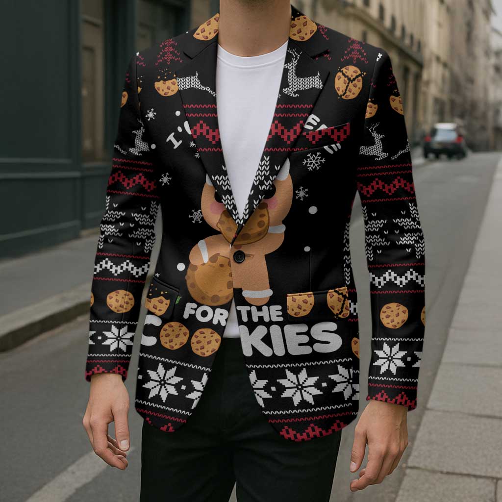 Just Here For The Cookies Christmas Blazer Funny Xmas Holiday Patterns - Wonder Print Shop