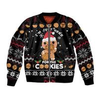 Just Here For The Cookies Christmas Bomber Jacket Funny Xmas Holiday Patterns - Wonder Print Shop