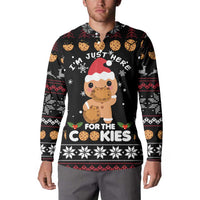 Just Here For The Cookies Christmas Button Sweatshirt Funny Xmas Holiday Patterns - Wonder Print Shop