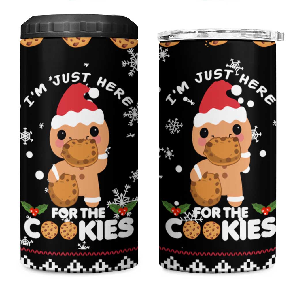 Just Here For The Cookies Christmas 4 in 1 Can Cooler Tumbler Funny Xmas Holiday Patterns - Wonder Print Shop