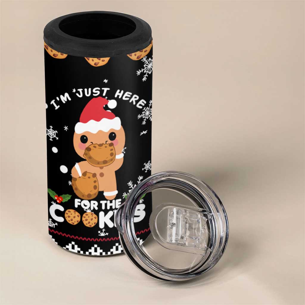 Just Here For The Cookies Christmas 4 in 1 Can Cooler Tumbler Funny Xmas Holiday Patterns - Wonder Print Shop