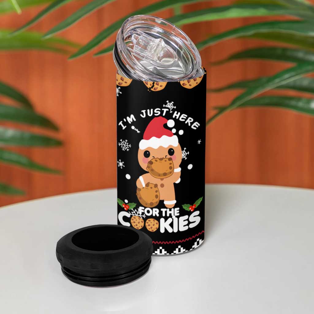 Just Here For The Cookies Christmas 4 in 1 Can Cooler Tumbler Funny Xmas Holiday Patterns - Wonder Print Shop