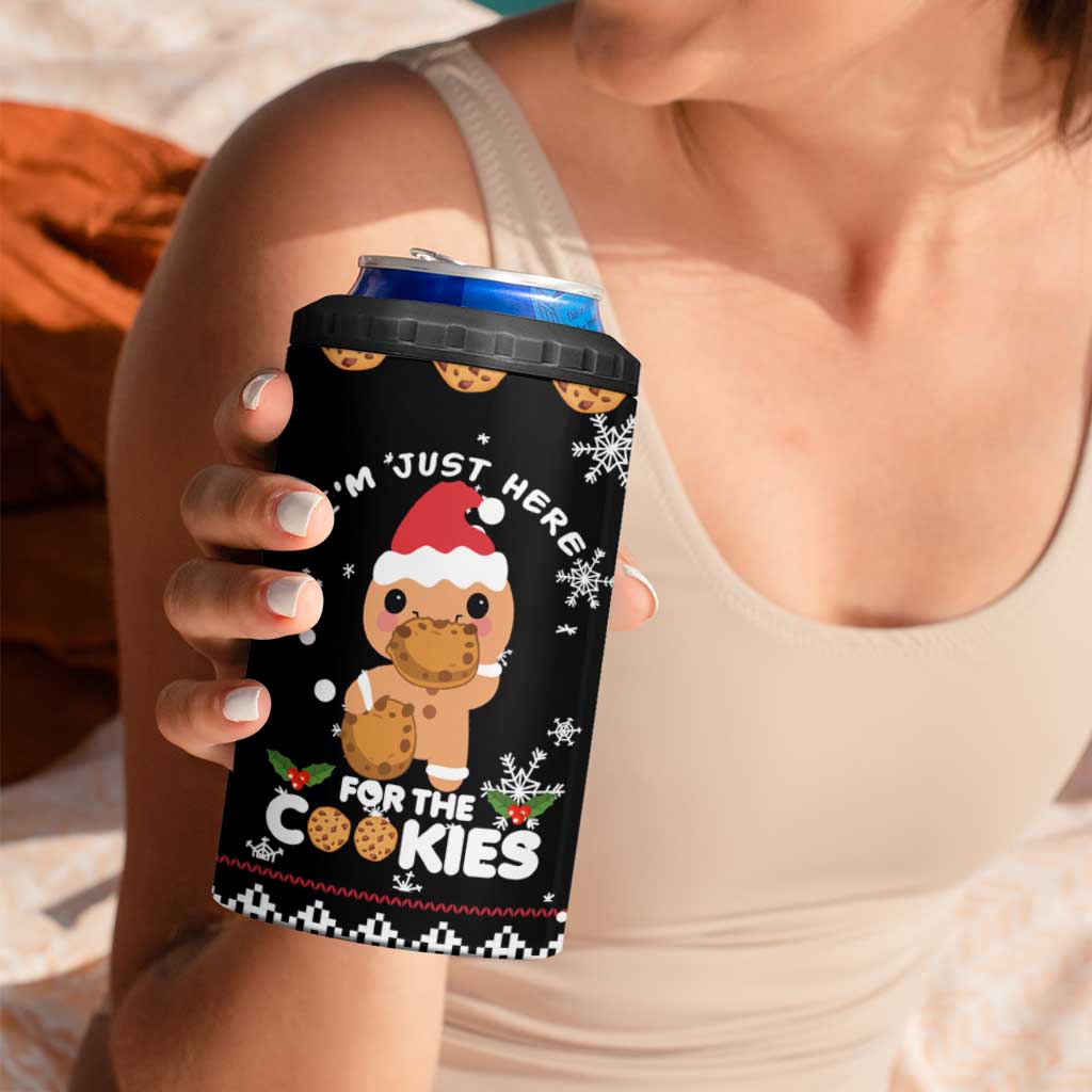 Just Here For The Cookies Christmas 4 in 1 Can Cooler Tumbler Funny Xmas Holiday Patterns - Wonder Print Shop
