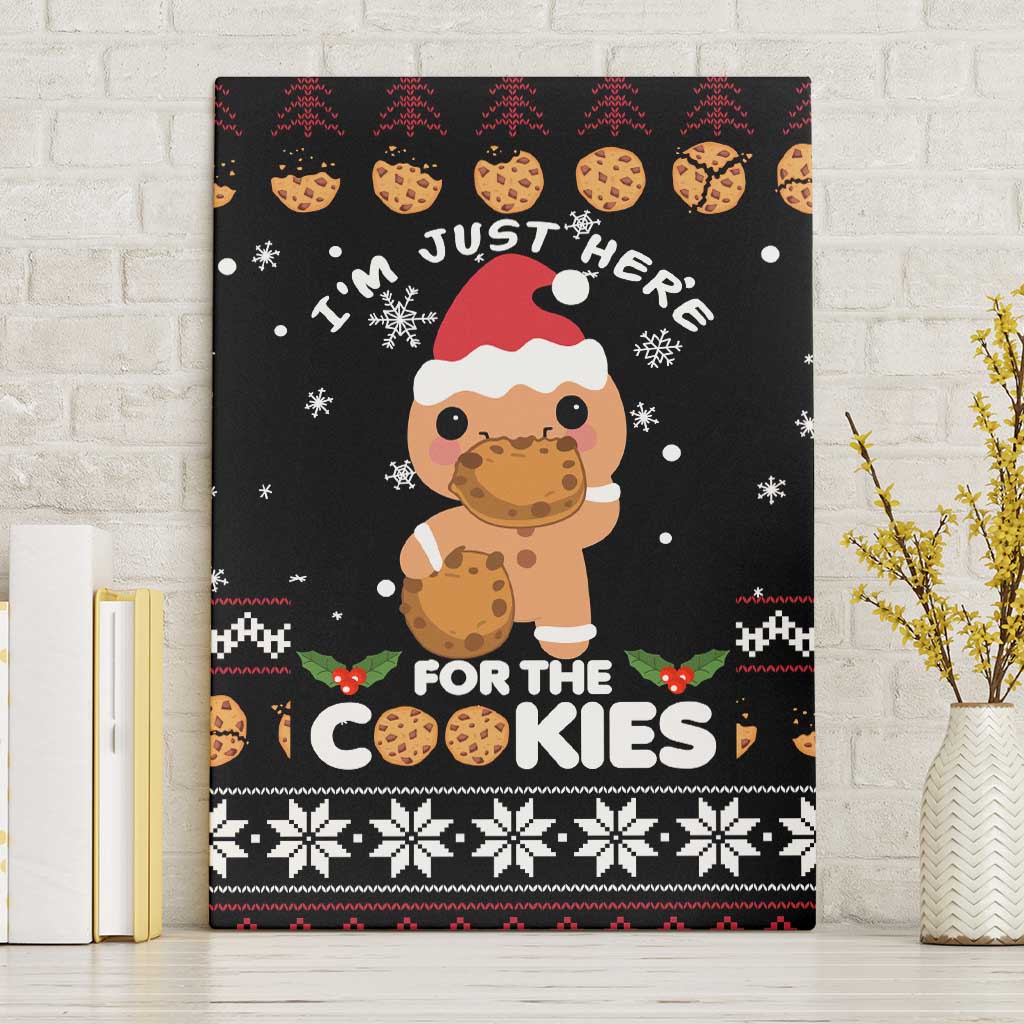 Just Here For The Cookies Christmas Canvas Wall Art Funny Xmas Holiday Patterns - Wonder Print Shop