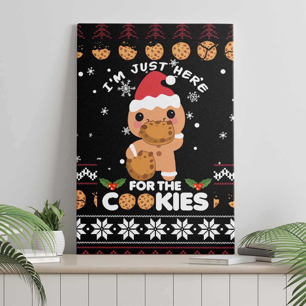 Just Here For The Cookies Christmas Canvas Wall Art Funny Xmas Holiday Patterns - Wonder Print Shop