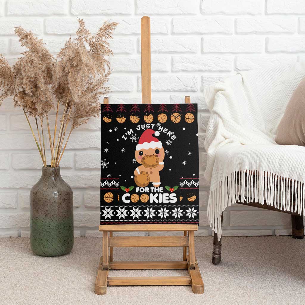 Just Here For The Cookies Christmas Canvas Wall Art Funny Xmas Holiday Patterns - Wonder Print Shop