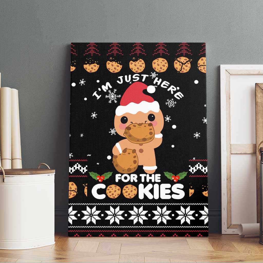 Just Here For The Cookies Christmas Canvas Wall Art Funny Xmas Holiday Patterns - Wonder Print Shop