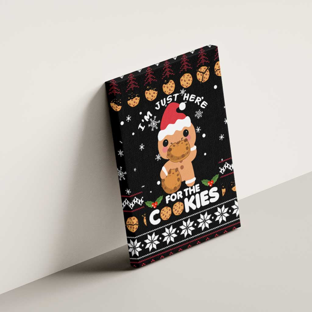 Just Here For The Cookies Christmas Canvas Wall Art Funny Xmas Holiday Patterns - Wonder Print Shop
