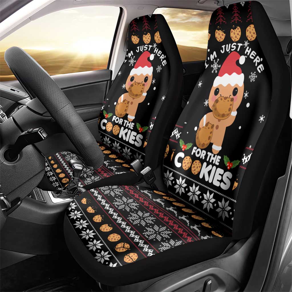 Just Here For The Cookies Christmas Car Seat Cover Funny Xmas Holiday Patterns - Wonder Print Shop
