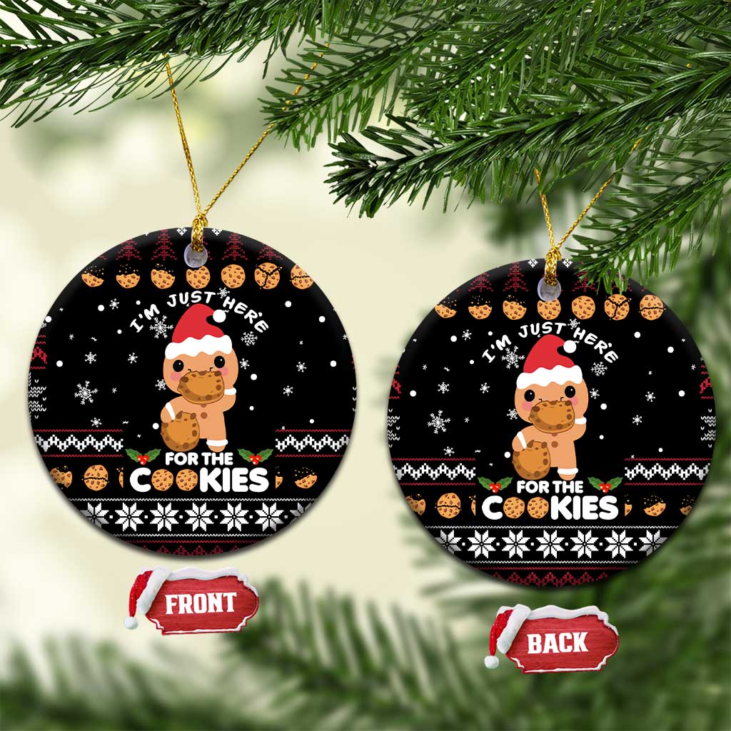 Just Here For The Cookies Christmas Ceramic Ornament Funny Xmas Holiday Patterns - Wonder Print Shop
