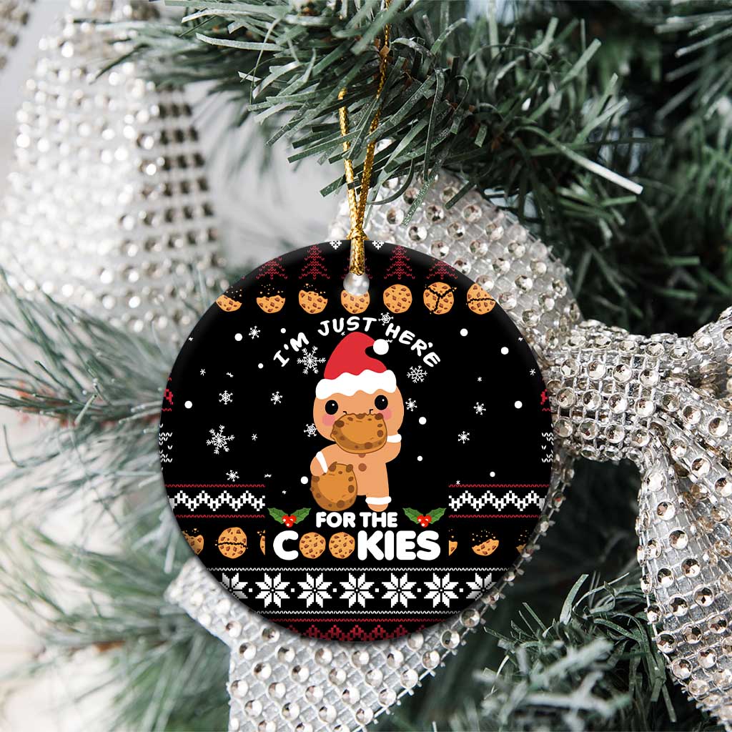 Just Here For The Cookies Christmas Ceramic Ornament Funny Xmas Holiday Patterns - Wonder Print Shop