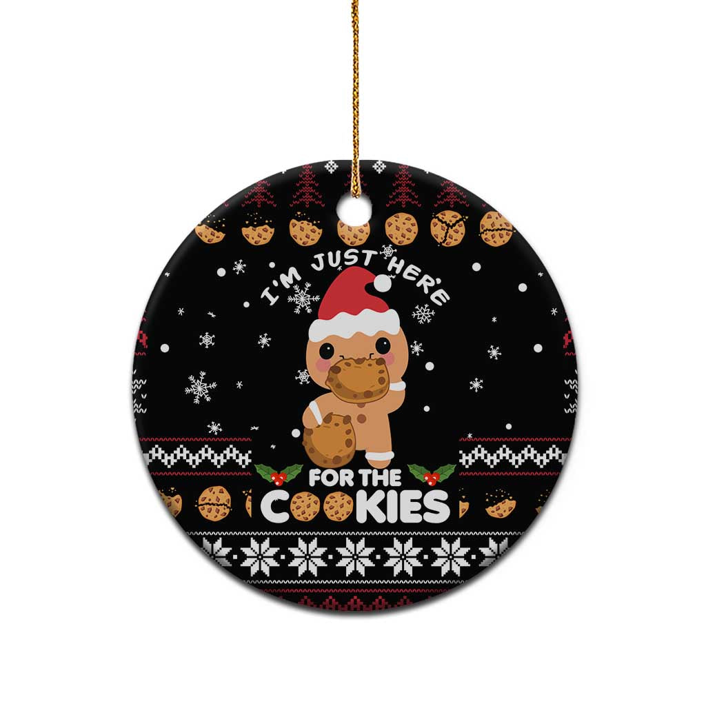 Just Here For The Cookies Christmas Ceramic Ornament Funny Xmas Holiday Patterns - Wonder Print Shop