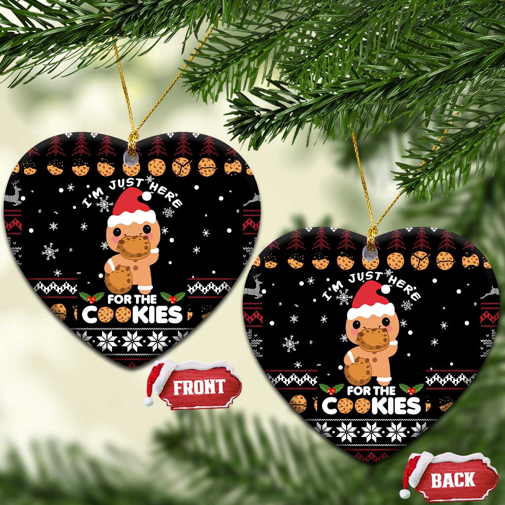 Just Here For The Cookies Christmas Ceramic Ornament Funny Xmas Holiday Patterns - Wonder Print Shop