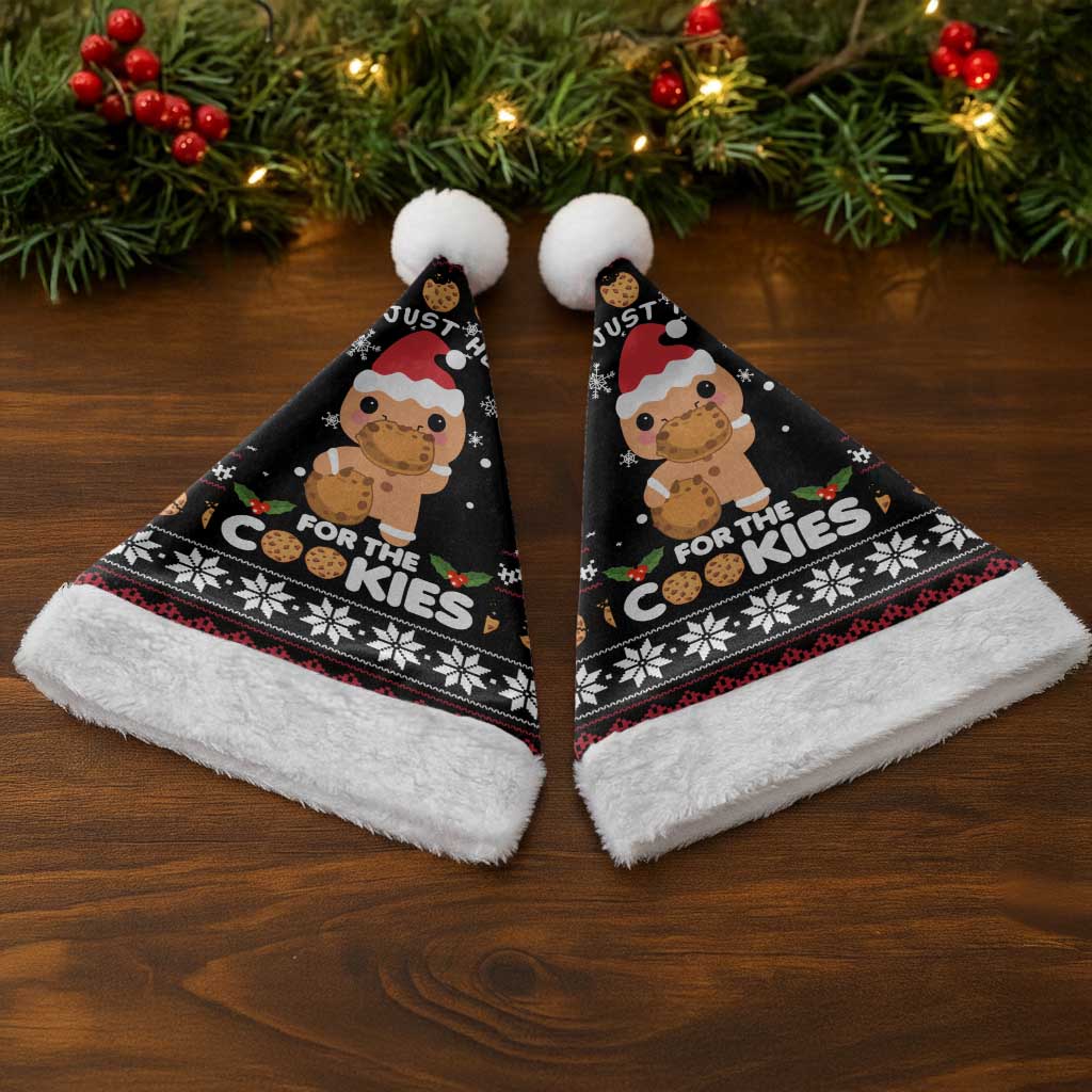Just Here For The Cookies Christmas Santa Hat Funny Xmas Holiday Patterns - Wonder Print Shop