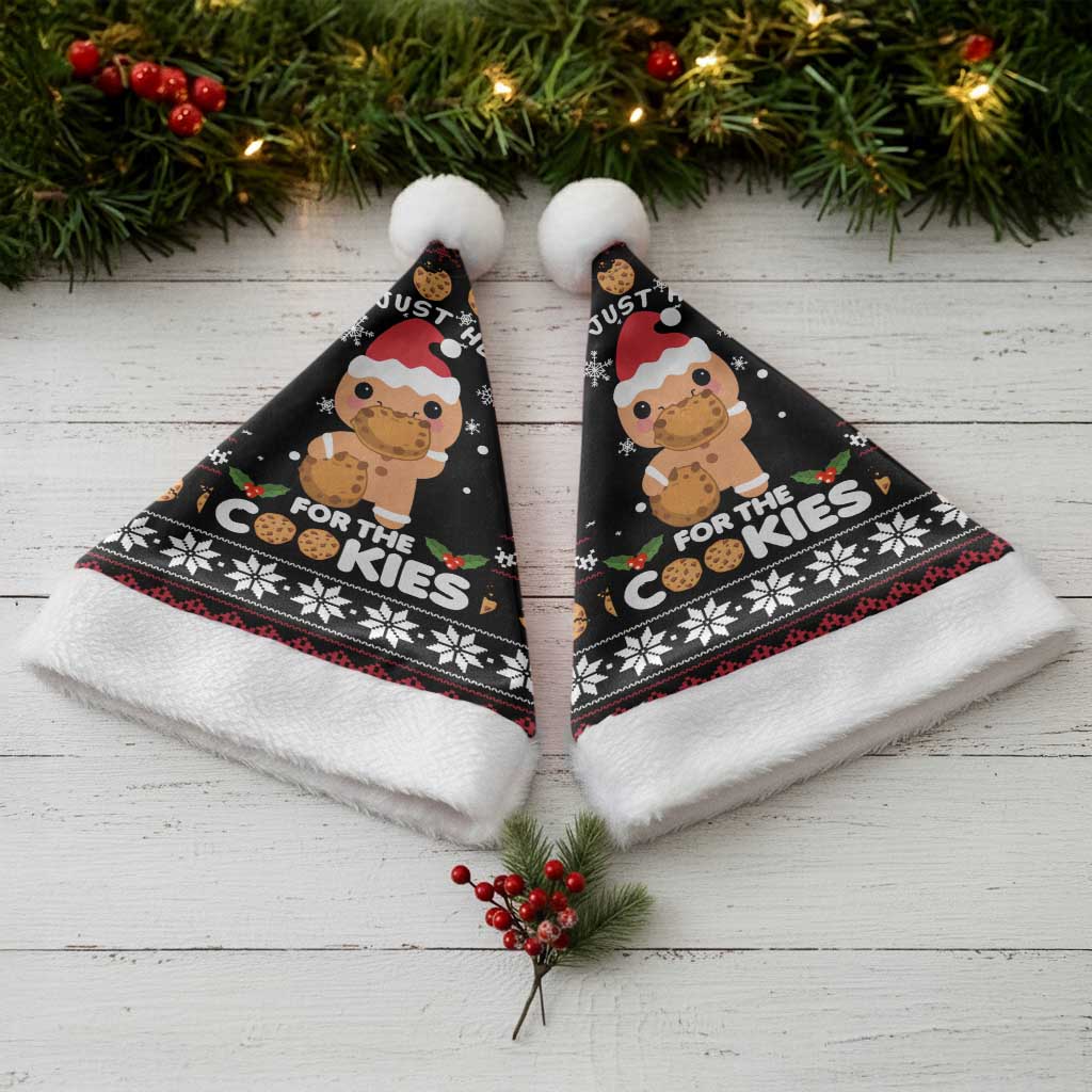 Just Here For The Cookies Christmas Santa Hat Funny Xmas Holiday Patterns - Wonder Print Shop