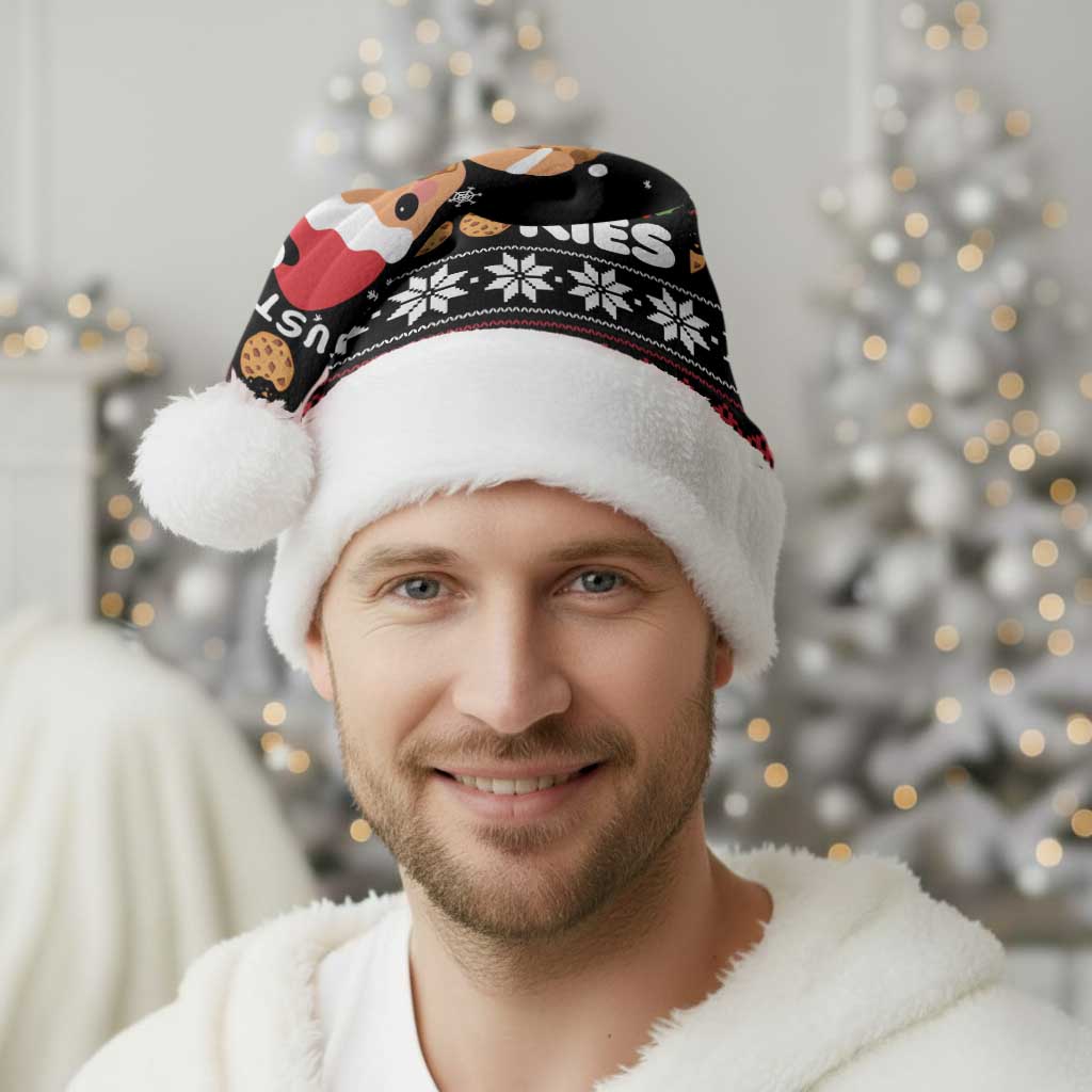 Just Here For The Cookies Christmas Santa Hat Funny Xmas Holiday Patterns - Wonder Print Shop