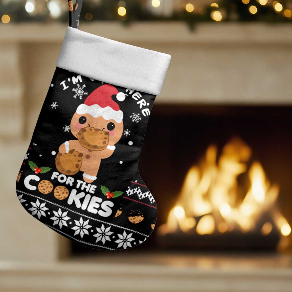 Just Here For The Cookies Christmas Stocking Funny Xmas Holiday Patterns - Wonder Print Shop