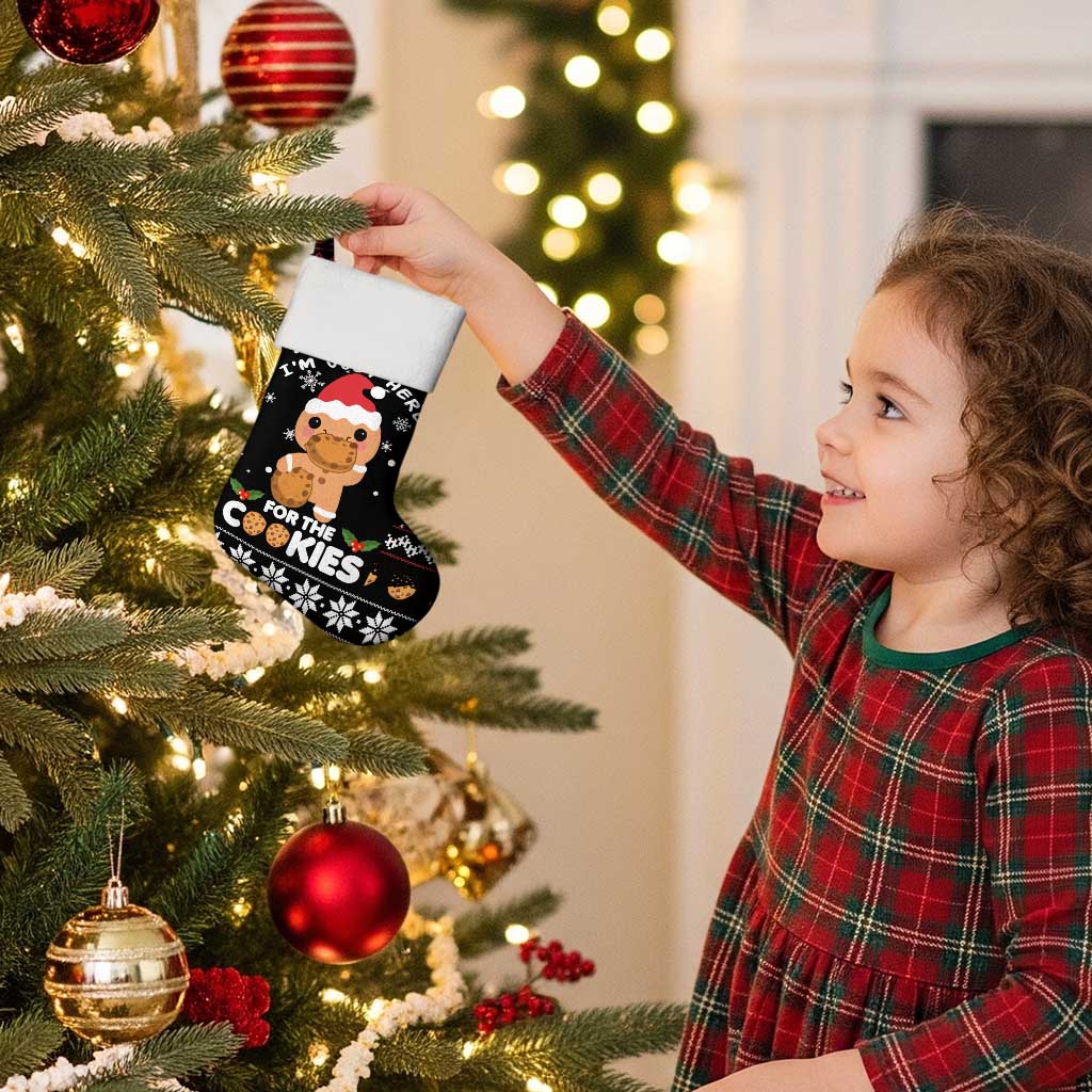 Just Here For The Cookies Christmas Stocking Funny Xmas Holiday Patterns - Wonder Print Shop