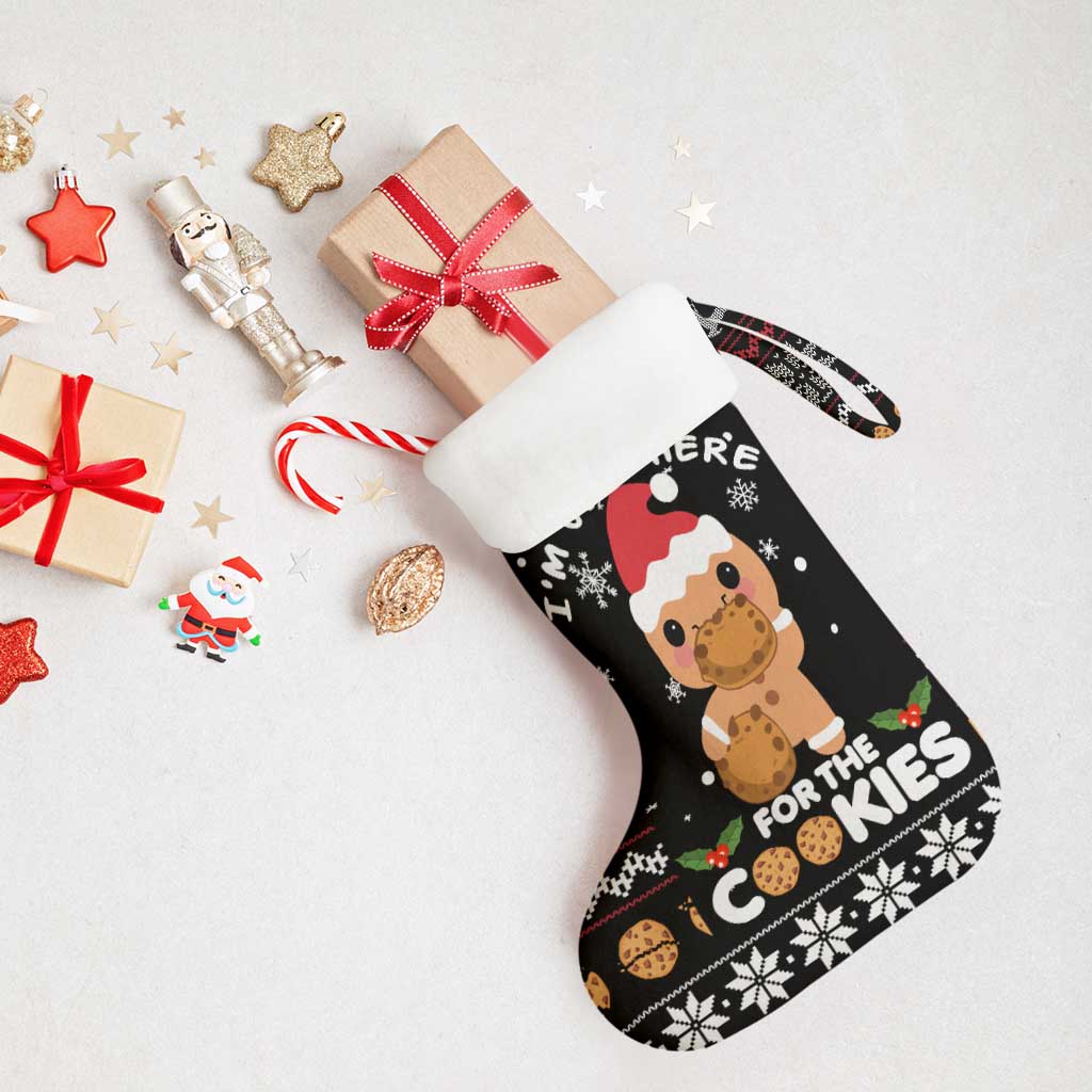 Just Here For The Cookies Christmas Stocking Funny Xmas Holiday Patterns - Wonder Print Shop