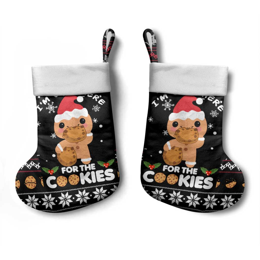 Just Here For The Cookies Christmas Stocking Funny Xmas Holiday Patterns - Wonder Print Shop