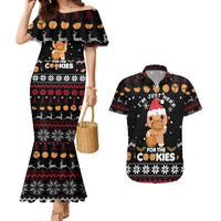 Just Here For The Cookies Christmas Couples Matching Mermaid Dress and Hawaiian Shirt Funny Xmas Holiday Patterns - Wonder Print Shop