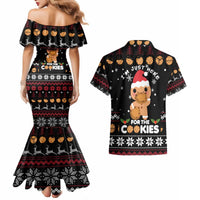 Just Here For The Cookies Christmas Couples Matching Mermaid Dress and Hawaiian Shirt Funny Xmas Holiday Patterns - Wonder Print Shop