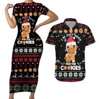 Just Here For The Cookies Christmas Couples Matching Short Sleeve Bodycon Dress and Hawaiian Shirt Funny Xmas Holiday Patterns - Wonder Print Shop