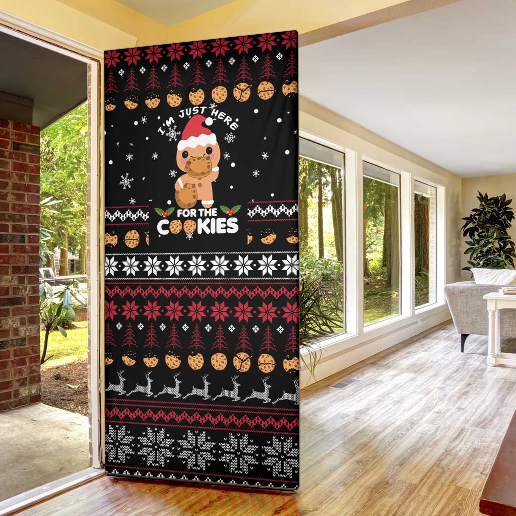 Just Here For The Cookies Christmas Door Cover Funny Xmas Holiday Patterns - Wonder Print Shop