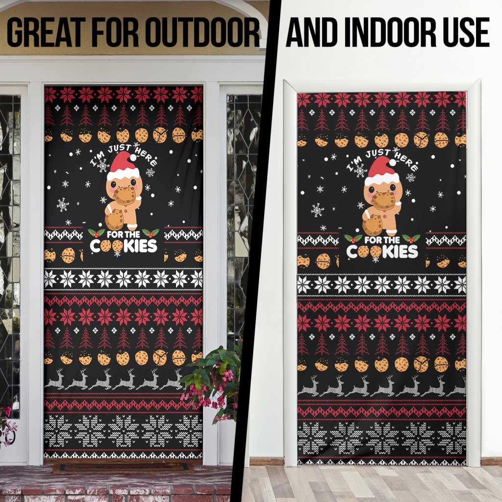 Just Here For The Cookies Christmas Door Cover Funny Xmas Holiday Patterns - Wonder Print Shop