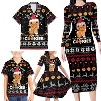 Just Here For The Cookies Christmas Family Matching Long Sleeve Bodycon Dress and Hawaiian Shirt Funny Xmas Holiday Patterns - Wonder Print Shop