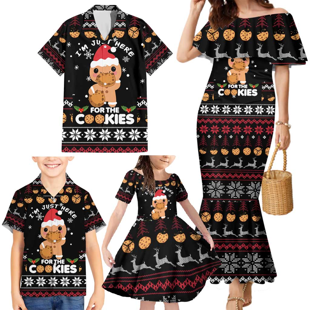 Just Here For The Cookies Christmas Family Matching Mermaid Dress and Hawaiian Shirt Funny Xmas Holiday Patterns - Wonder Print Shop