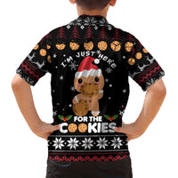 Just Here For The Cookies Christmas Family Matching Off The Shoulder Long Sleeve Dress and Hawaiian Shirt Funny Xmas Holiday Patterns - Wonder Print Shop