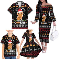 Just Here For The Cookies Christmas Family Matching Off The Shoulder Long Sleeve Dress and Hawaiian Shirt Funny Xmas Holiday Patterns - Wonder Print Shop