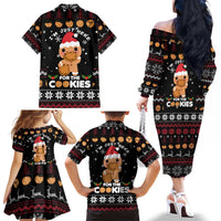 Just Here For The Cookies Christmas Family Matching Off The Shoulder Long Sleeve Dress and Hawaiian Shirt Funny Xmas Holiday Patterns - Wonder Print Shop