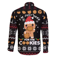 Just Here For The Cookies Christmas Family Matching Off The Shoulder Long Sleeve Dress and Hawaiian Shirt Funny Xmas Holiday Patterns - Wonder Print Shop