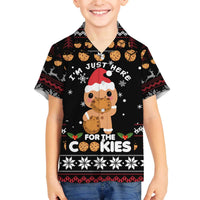 Just Here For The Cookies Christmas Family Matching Off The Shoulder Long Sleeve Dress and Hawaiian Shirt Funny Xmas Holiday Patterns - Wonder Print Shop