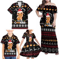 Just Here For The Cookies Christmas Family Matching Off Shoulder Maxi Dress and Hawaiian Shirt Funny Xmas Holiday Patterns - Wonder Print Shop