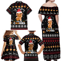 Just Here For The Cookies Christmas Family Matching Off Shoulder Maxi Dress and Hawaiian Shirt Funny Xmas Holiday Patterns - Wonder Print Shop