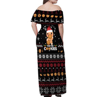 Just Here For The Cookies Christmas Family Matching Off Shoulder Maxi Dress and Hawaiian Shirt Funny Xmas Holiday Patterns - Wonder Print Shop