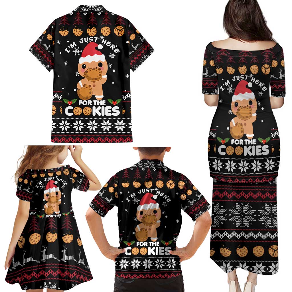 Just Here For The Cookies Christmas Family Matching Puletasi and Hawaiian Shirt Funny Xmas Holiday Patterns - Wonder Print Shop