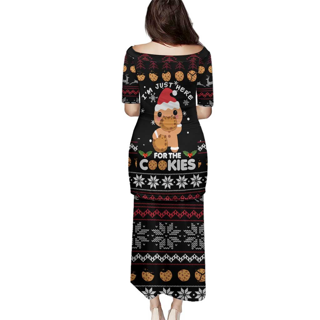 Just Here For The Cookies Christmas Family Matching Puletasi and Hawaiian Shirt Funny Xmas Holiday Patterns - Wonder Print Shop