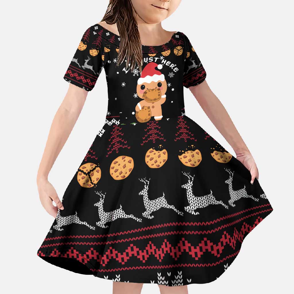 Just Here For The Cookies Christmas Family Matching Short Sleeve Bodycon Dress and Hawaiian Shirt Funny Xmas Holiday Patterns - Wonder Print Shop