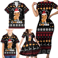 Just Here For The Cookies Christmas Family Matching Short Sleeve Bodycon Dress and Hawaiian Shirt Funny Xmas Holiday Patterns - Wonder Print Shop