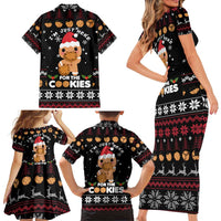 Just Here For The Cookies Christmas Family Matching Short Sleeve Bodycon Dress and Hawaiian Shirt Funny Xmas Holiday Patterns - Wonder Print Shop