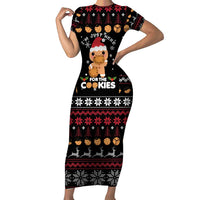 Just Here For The Cookies Christmas Family Matching Short Sleeve Bodycon Dress and Hawaiian Shirt Funny Xmas Holiday Patterns - Wonder Print Shop