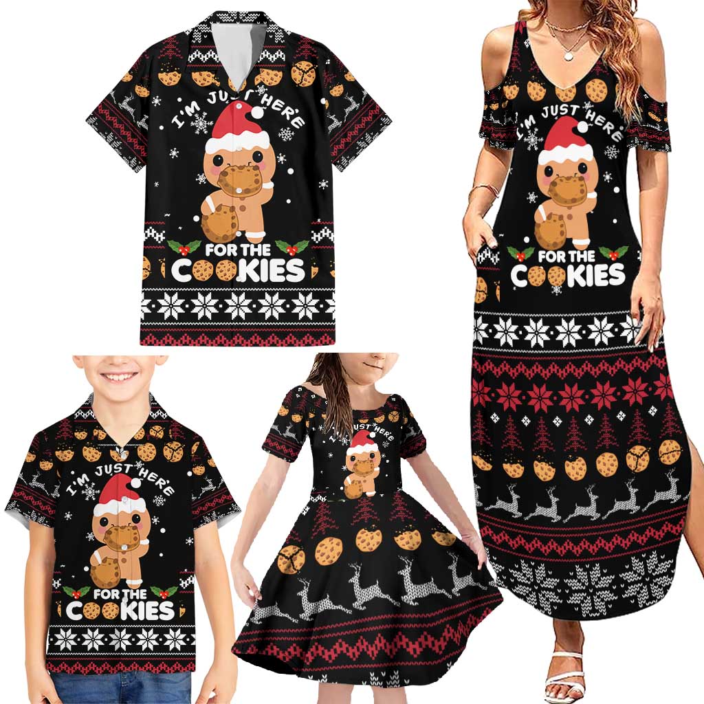 Just Here For The Cookies Christmas Family Matching Summer Maxi Dress and Hawaiian Shirt Funny Xmas Holiday Patterns - Wonder Print Shop