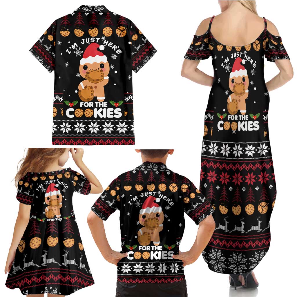 Just Here For The Cookies Christmas Family Matching Summer Maxi Dress and Hawaiian Shirt Funny Xmas Holiday Patterns - Wonder Print Shop