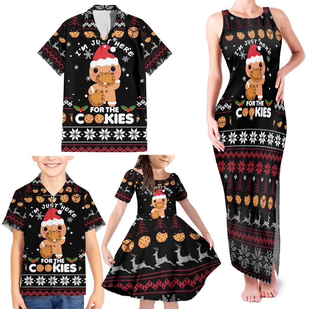 Just Here For The Cookies Christmas Family Matching Tank Maxi Dress and Hawaiian Shirt Funny Xmas Holiday Patterns - Wonder Print Shop