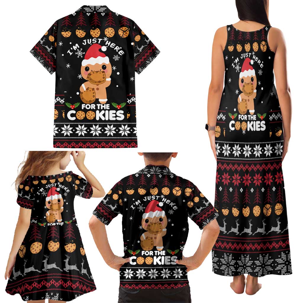 Just Here For The Cookies Christmas Family Matching Tank Maxi Dress and Hawaiian Shirt Funny Xmas Holiday Patterns - Wonder Print Shop